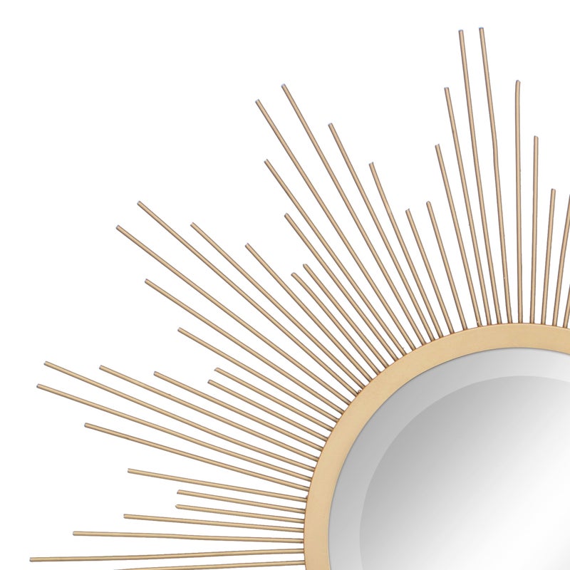 Stonebriar Round 23" Antique Gold Metal Starburst Hanging Wall Mirror with Attached Mounting Bracket, Decorative Decor for the Living Room, Bedroom, Bathroom, Hallway, and Entryway - Image 4